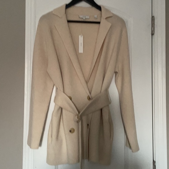 NWT Vince Belted Cashmere Merino Wool Sweater Coat Cardigan Cream - Picture 6 of 7